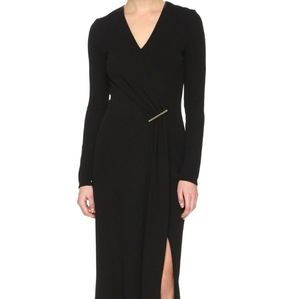 NEW Jason Wu V Neck Draped Slit Dress- size 10 black #D3258